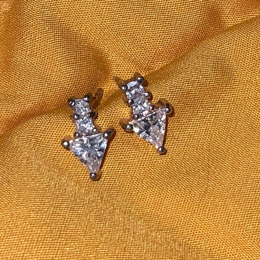Gold Tone Diamond Arrow Earrings